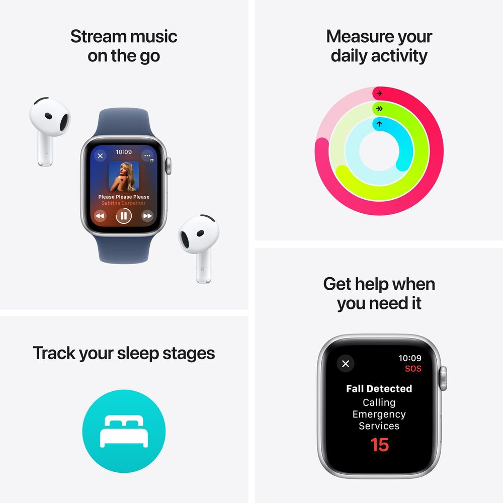 Apple Watch SE GPS 40mm Starlight Aluminum Case with Starlight Sport Band - S/M, , large