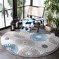 Safavieh Cabana CBN676B 6"7" Round Beige and Blue Indoor/Outdoor Area Performance Rug, , large