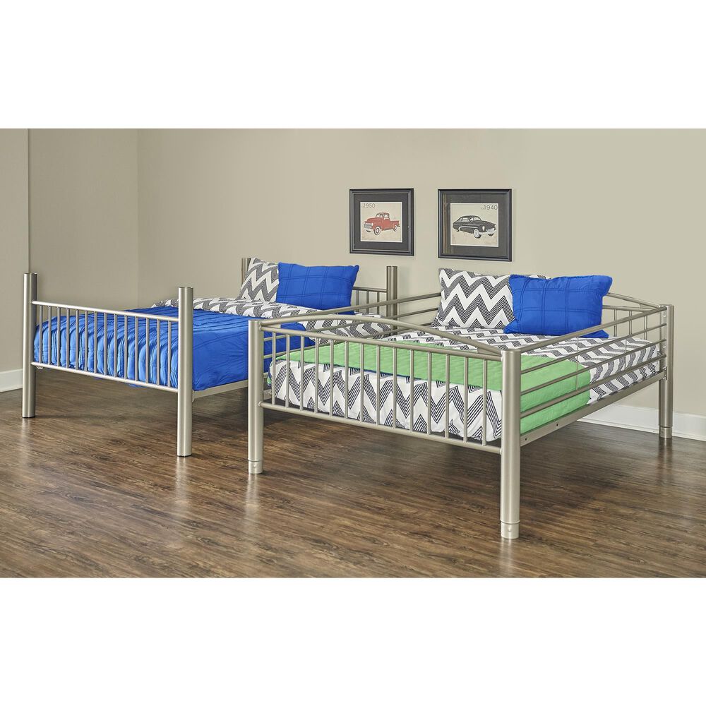 Linon Home Decor Heavy Full Over Full Bunk Bed in Pewter, , large