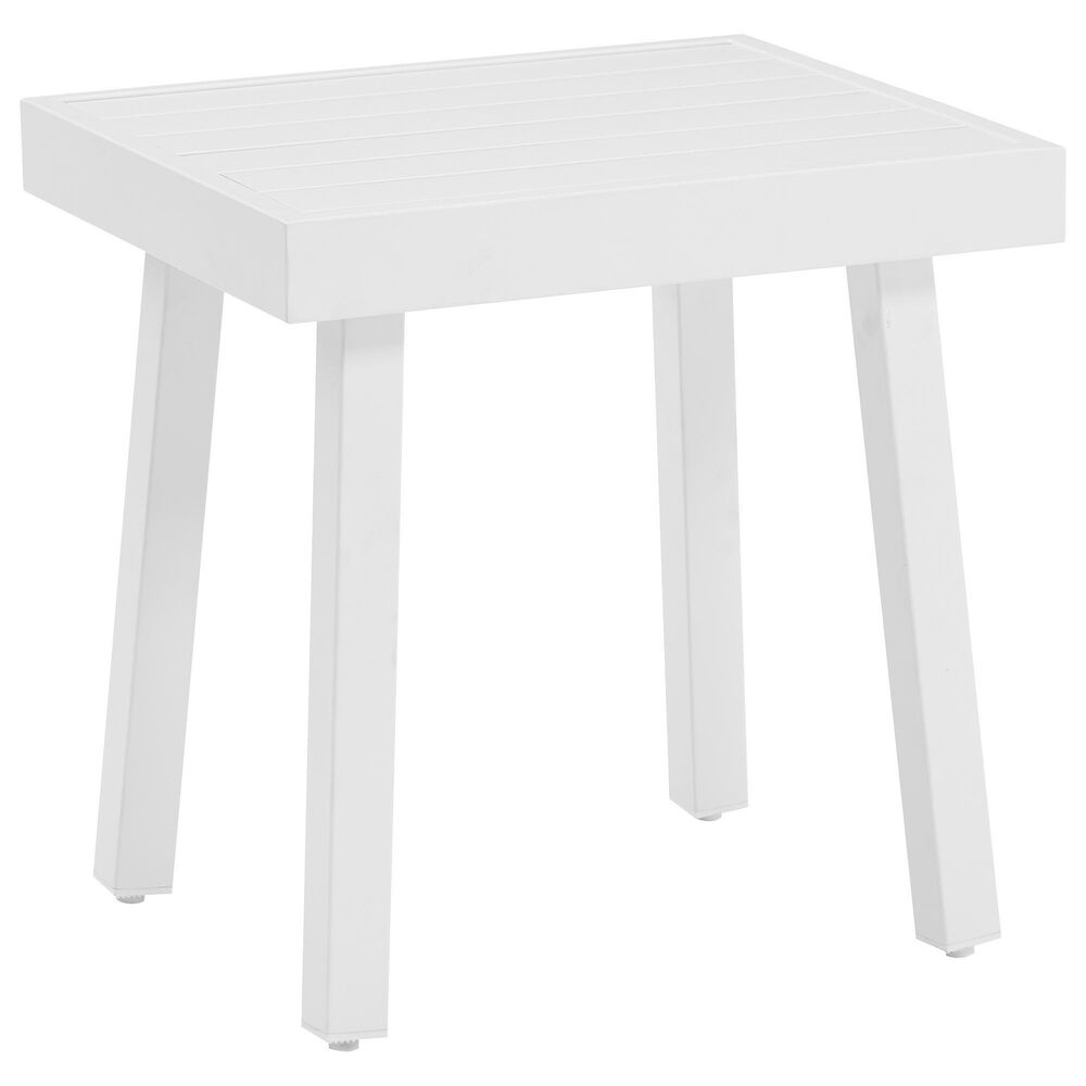 Linon Home Decor Holland Aluminum Side Table in White, , large