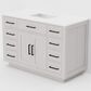 Lexora Home Abbey 48" Single Bathroom Vanity in White Oak with 2 cm White Quartz Top and Rectangular Sink, , large
