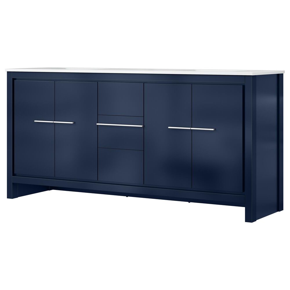 Lexora Home Lafarre 72" Double Bathroom Vanity in Navy Blue with 2 cm White Quartz Top and Rectangular Sinks, , large