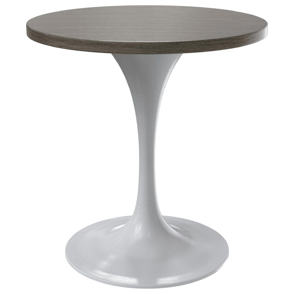 Leisuremod LeisureMod Verve Collection 27 Round Dining Table, White Base with Dark Maple MDF Top, , large