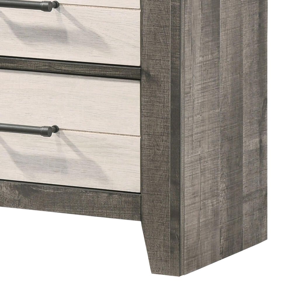 Crown Mark Rhett 2-Drawer Nightstand in Gray and White, , large