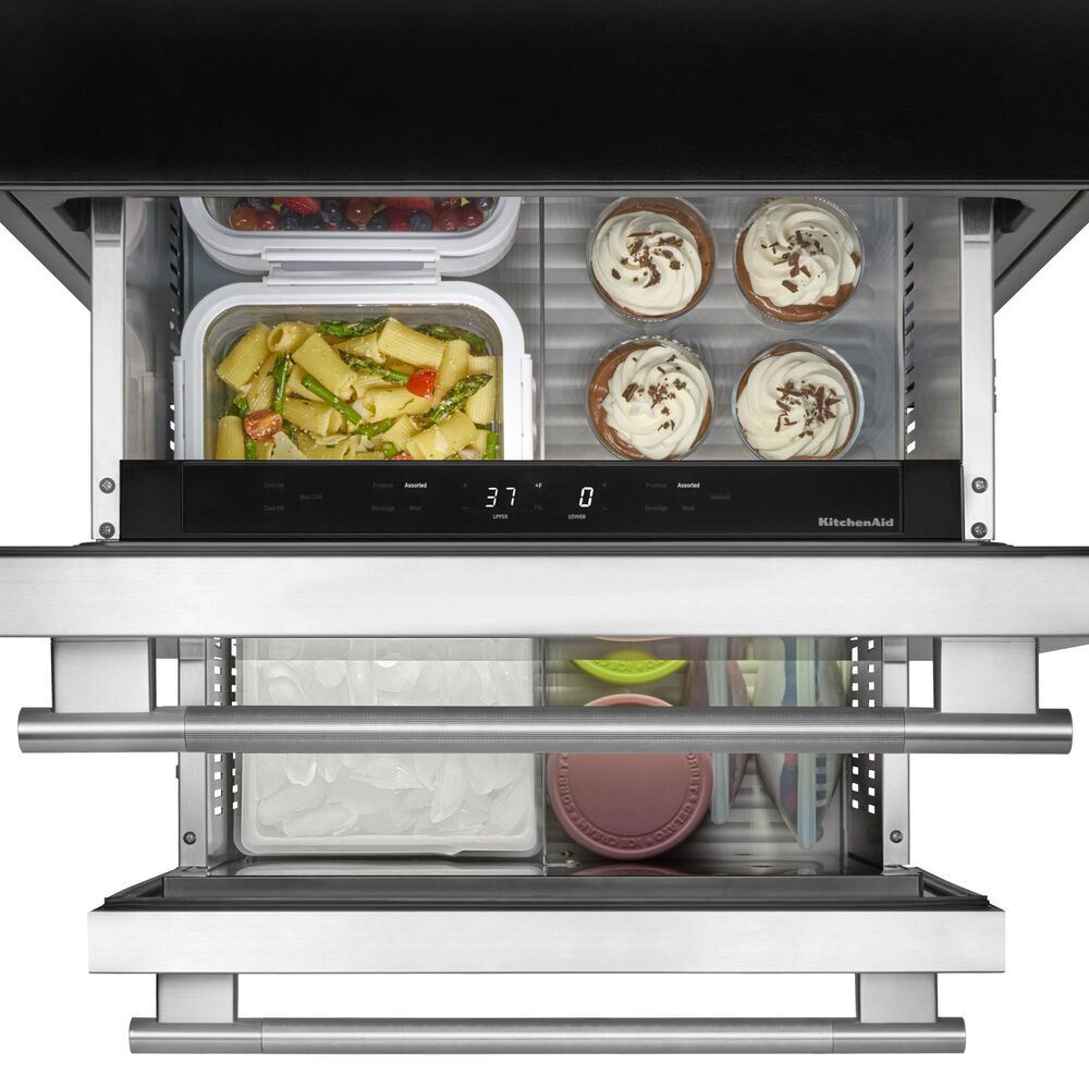 KitchenAid 4.2 Cu. Ft. Undercounter Double-Drawer Refrigerator and Freezer in Black and Stainless Steel, , large