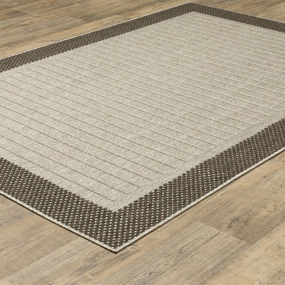 ROW by Oriental Weavers Zarina Striped Beige and Brown 9'10" x 12'10" Indoor/Outdoor Area Rug, , large