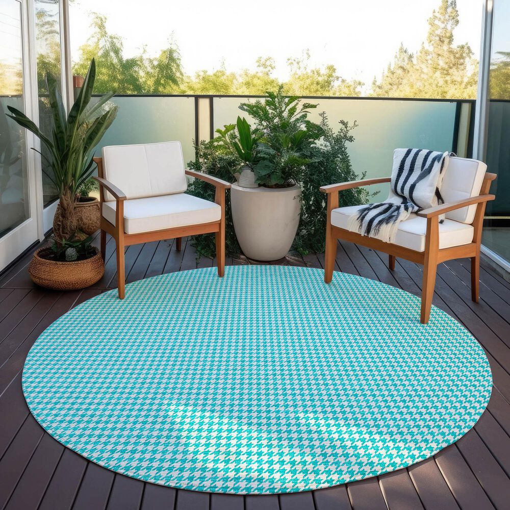 Dalyn Rug Company Hinton 10&#39; Round Aqua Indoor/Outdoor Area Rug, , large