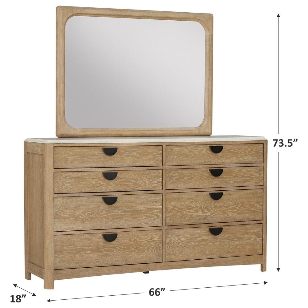 Simeon Collection Escape 8-Drawer Dresser with Mirror in Natural Patina and Sandstone, , large