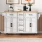 HOMLUX 56.5"" Kitchen Island with Drop Leaf in White and Natural, , large