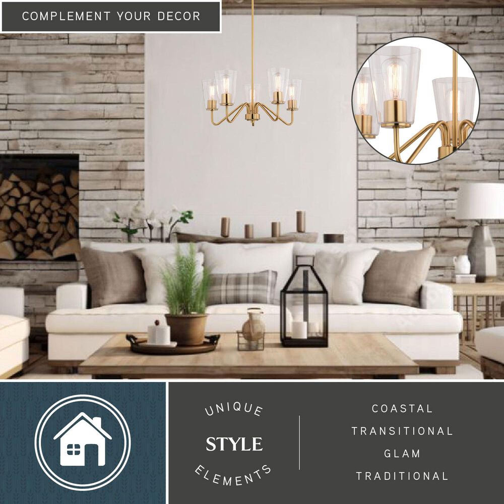 Vaxcel Beverly 5-Light Chandelier in Muted Brass, , large