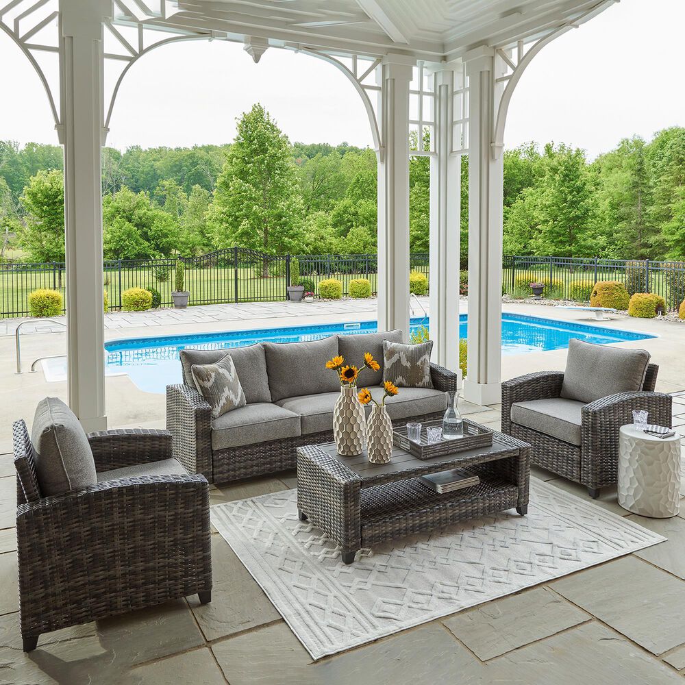 Ashley Oasis Court 4-Piece Patio Conversation Set in Gray, , large