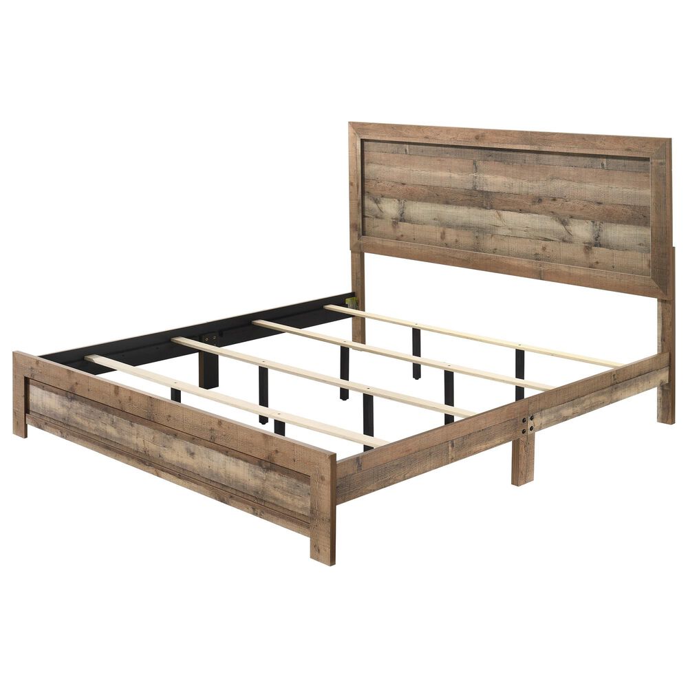 Crown Mark Elmer 5 Piece King Panel Bedroom Set in Rustic Brown, , large