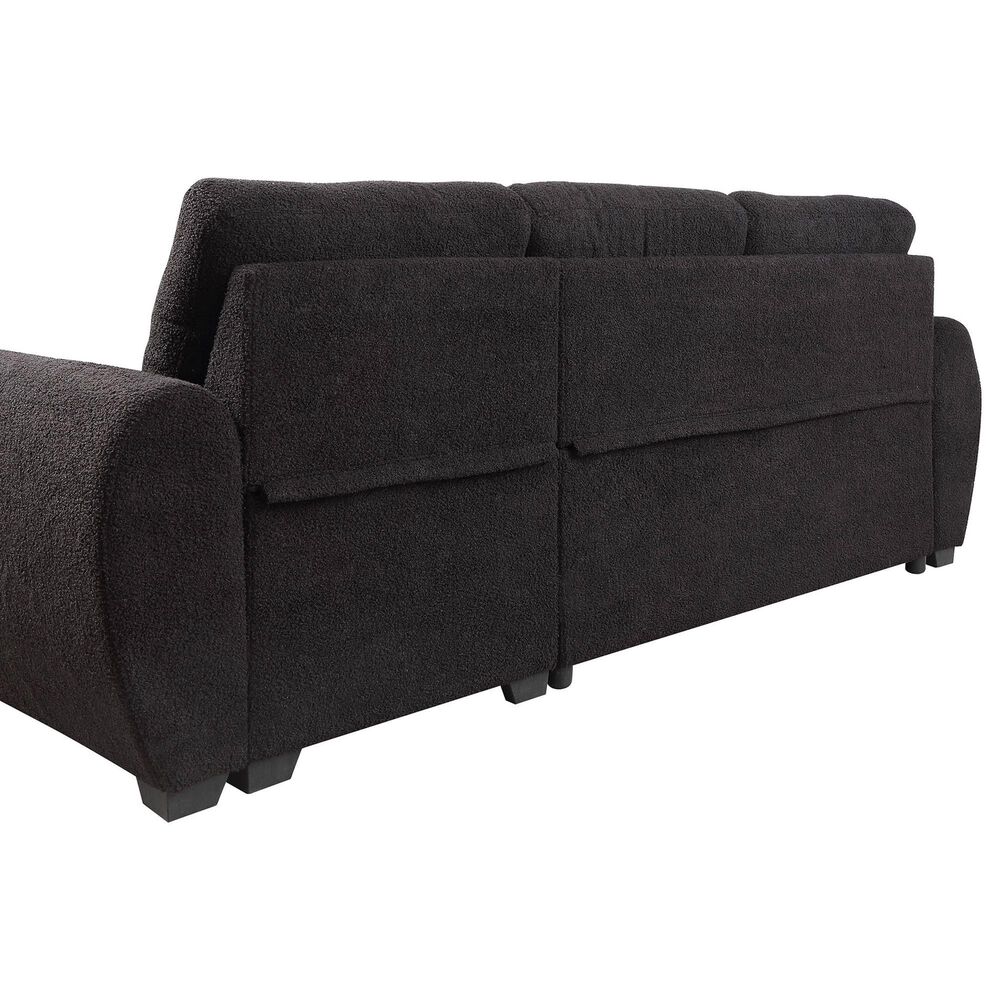 HOMLUX 95"W Teddy Fleece Reversible Sleeper Sectional Sofa with Storage Chaise in Black, , large