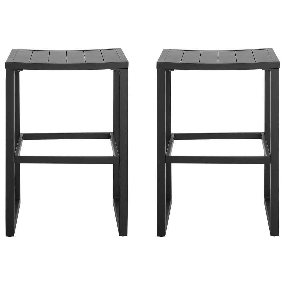 Linon Home Decor Holland Outdoor Bar Stool in Black (Set of 2), , large