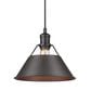 Golden Lighting Orwell 1-Light Medium Pendant with Rubbed Bronze Shade in Matte Black, , large