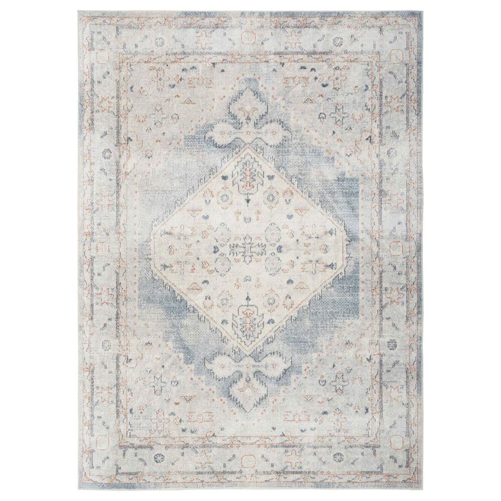 Nourison Astra Machine Washable 9" x 12" Light Blue Area Rug, , large