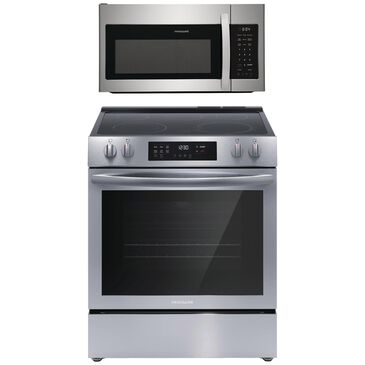 Frigidaire 30" Front Control Electric Range and 1.8 Cu. Ft. OTR Microwave Kitchen Package in Stainless Steel, , large