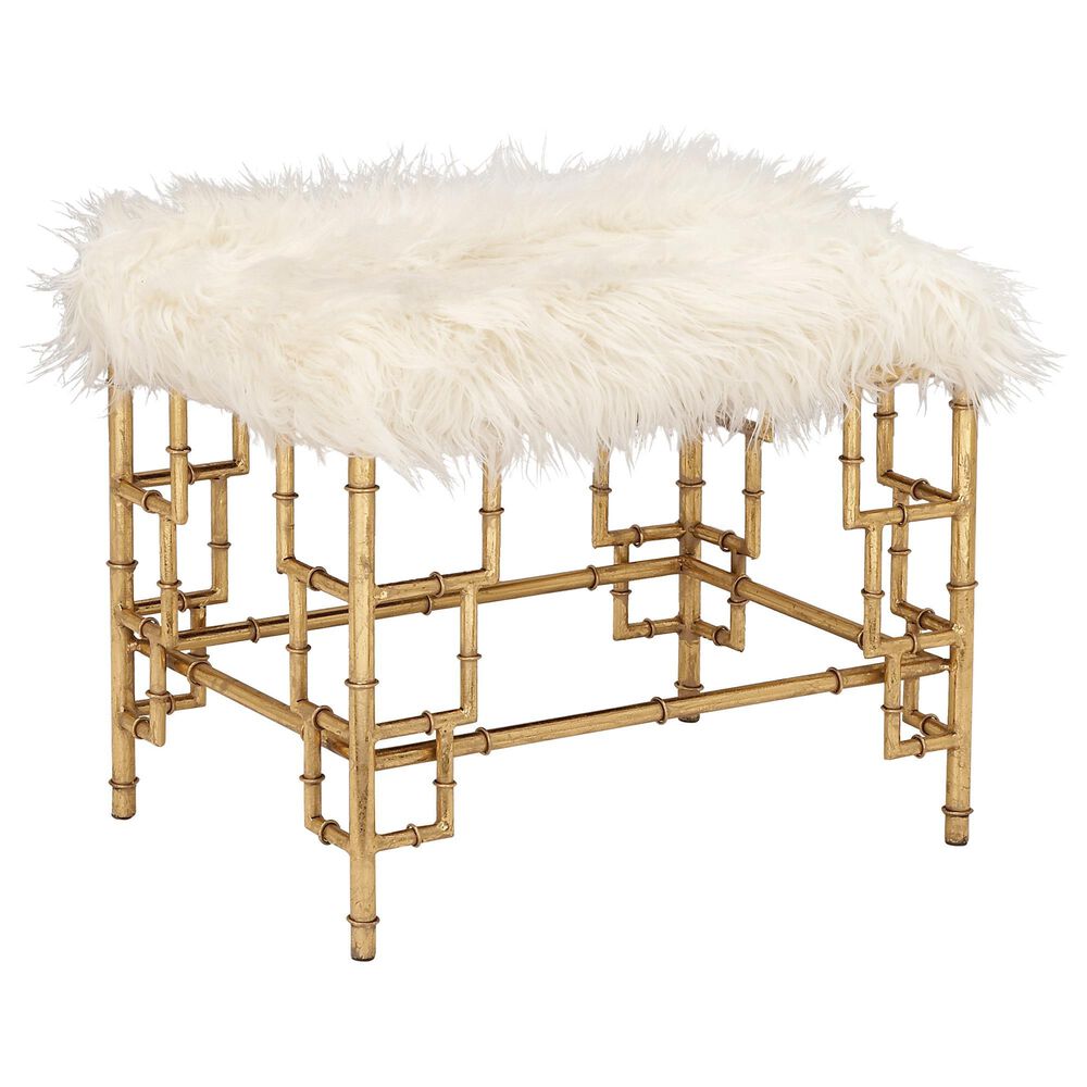 Maple and Jade Contemporary Stool in Metallic Gold, , large