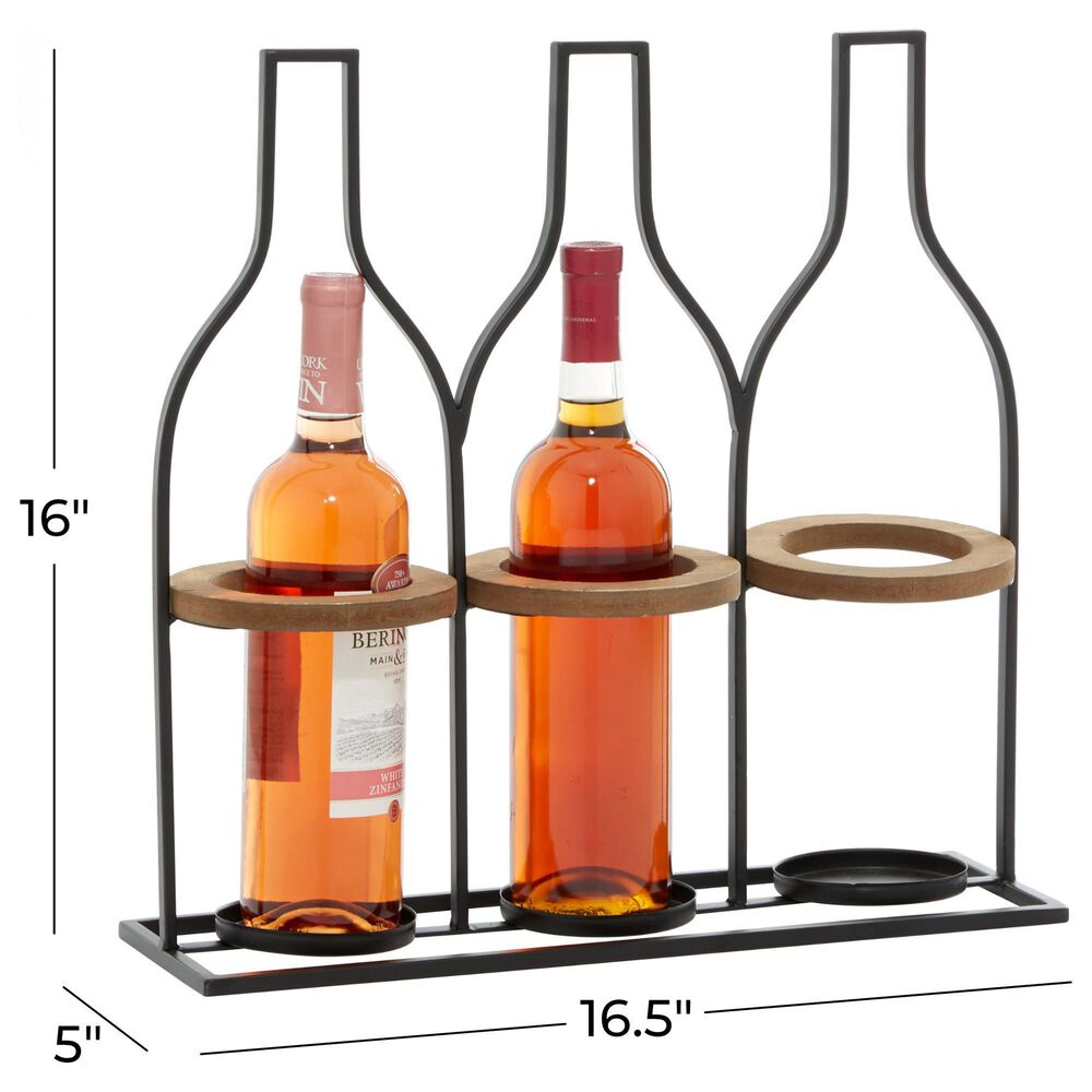 Maple and Jade 3-Compartment Farmhouse Wine Holder in Black, , large