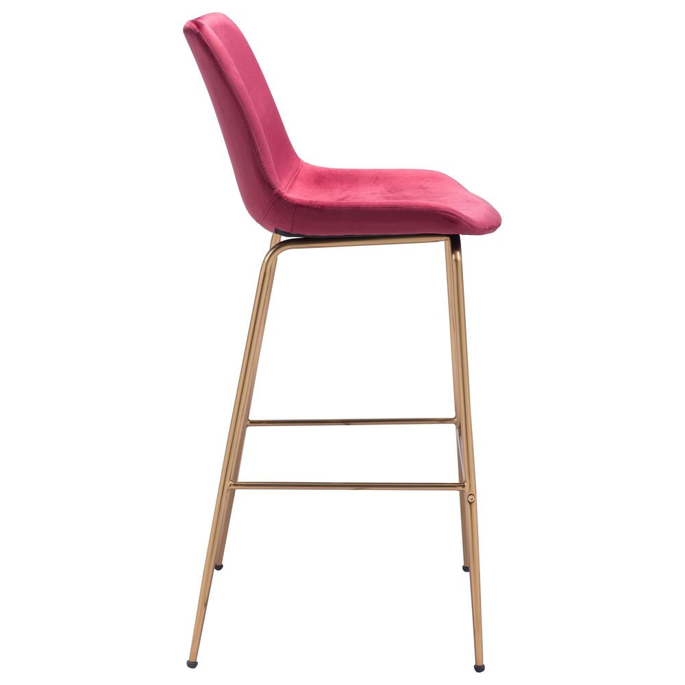Zuo Modern Tony Bar Stool in Red and Gold, , large