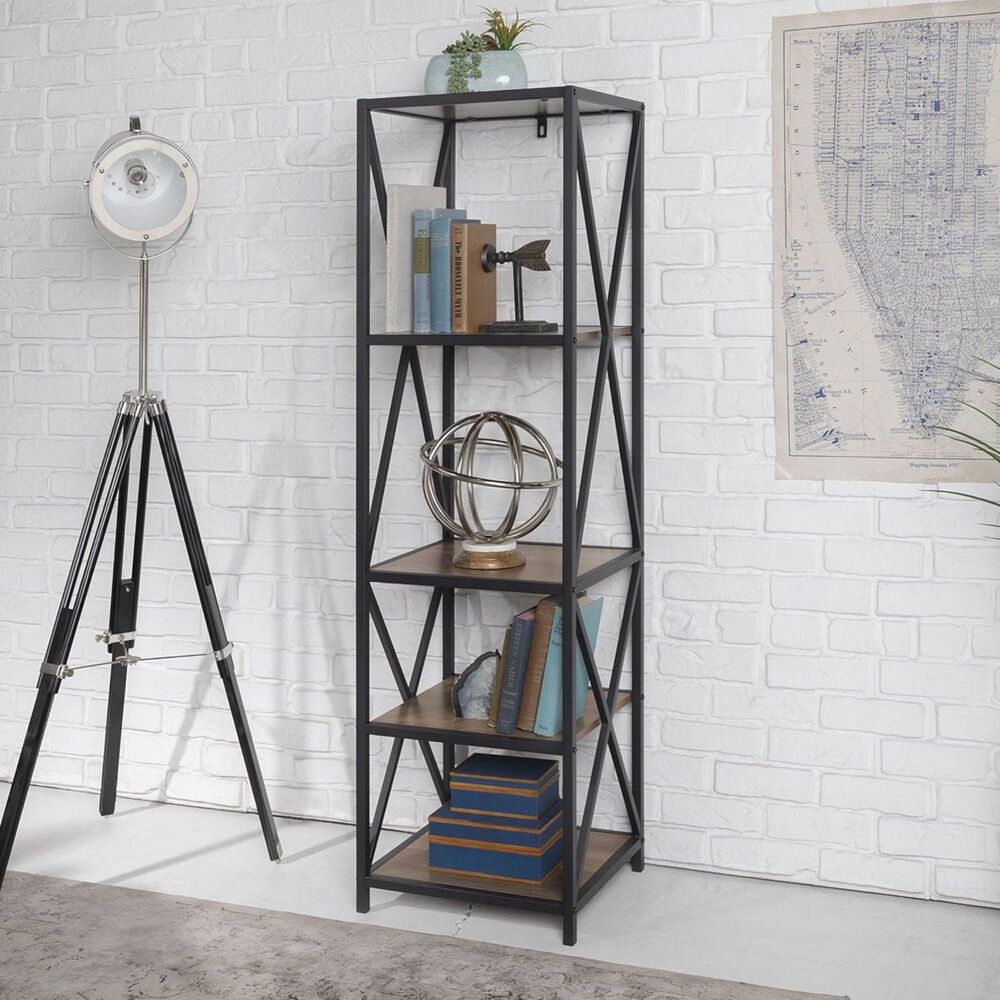 Walker Edison 61" Bookcase in Reclaimed Barnwood Nebraska Furniture Mart