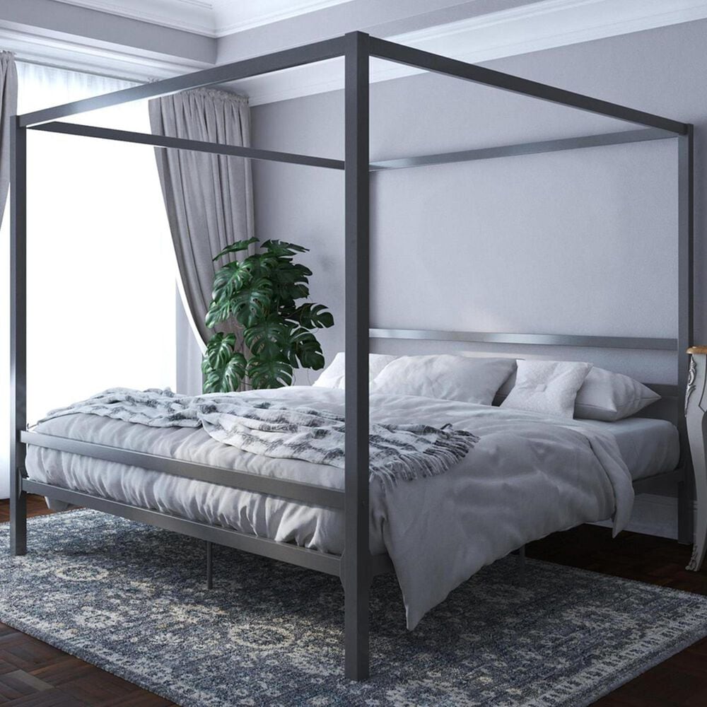 DHP Rory King Canopy Bed in Gray, , large