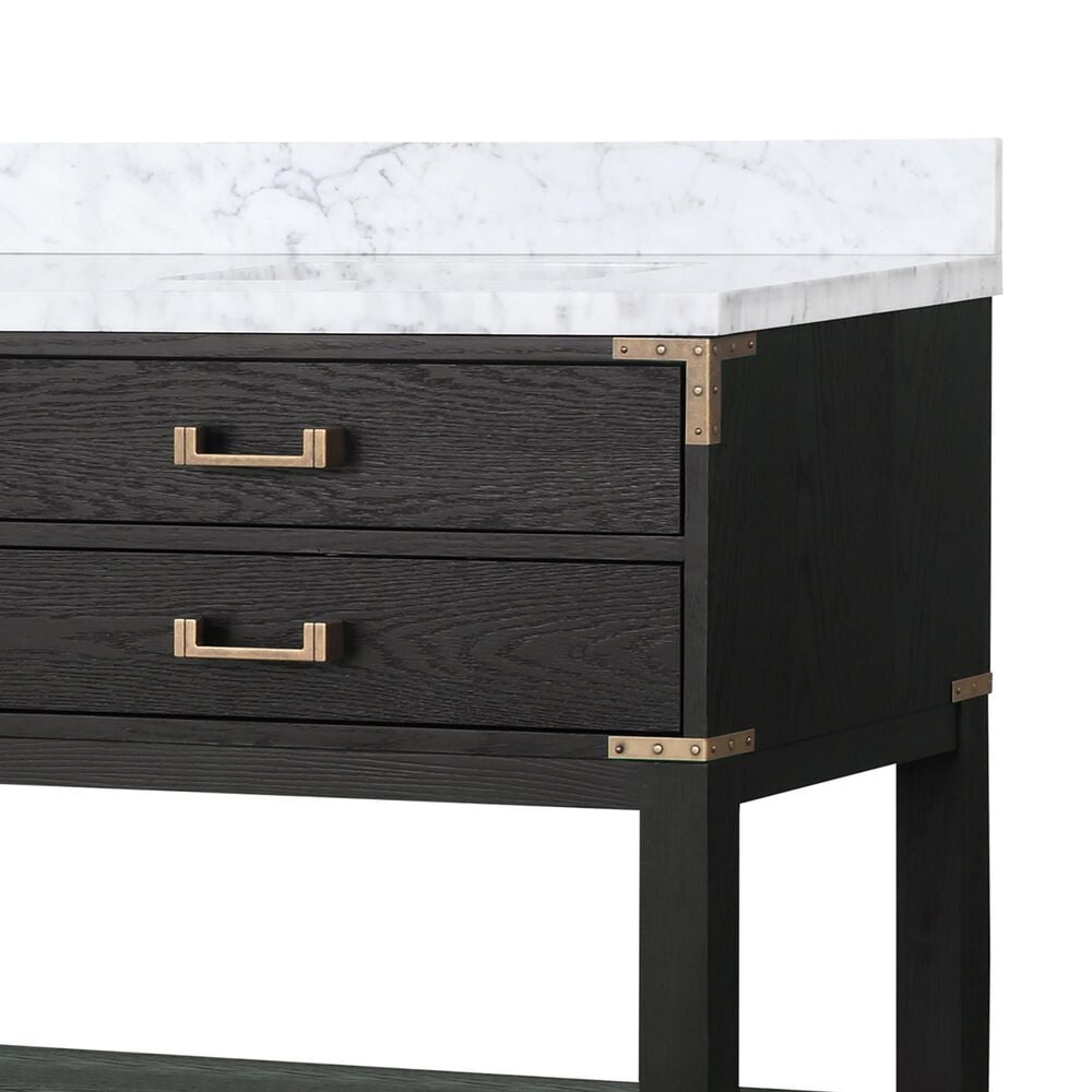 Lexora Home Norwalk 80&quot; Double Bathroom Vanity in Black Oak with White Carrara Marble Top and Rectangular Sinks, , large