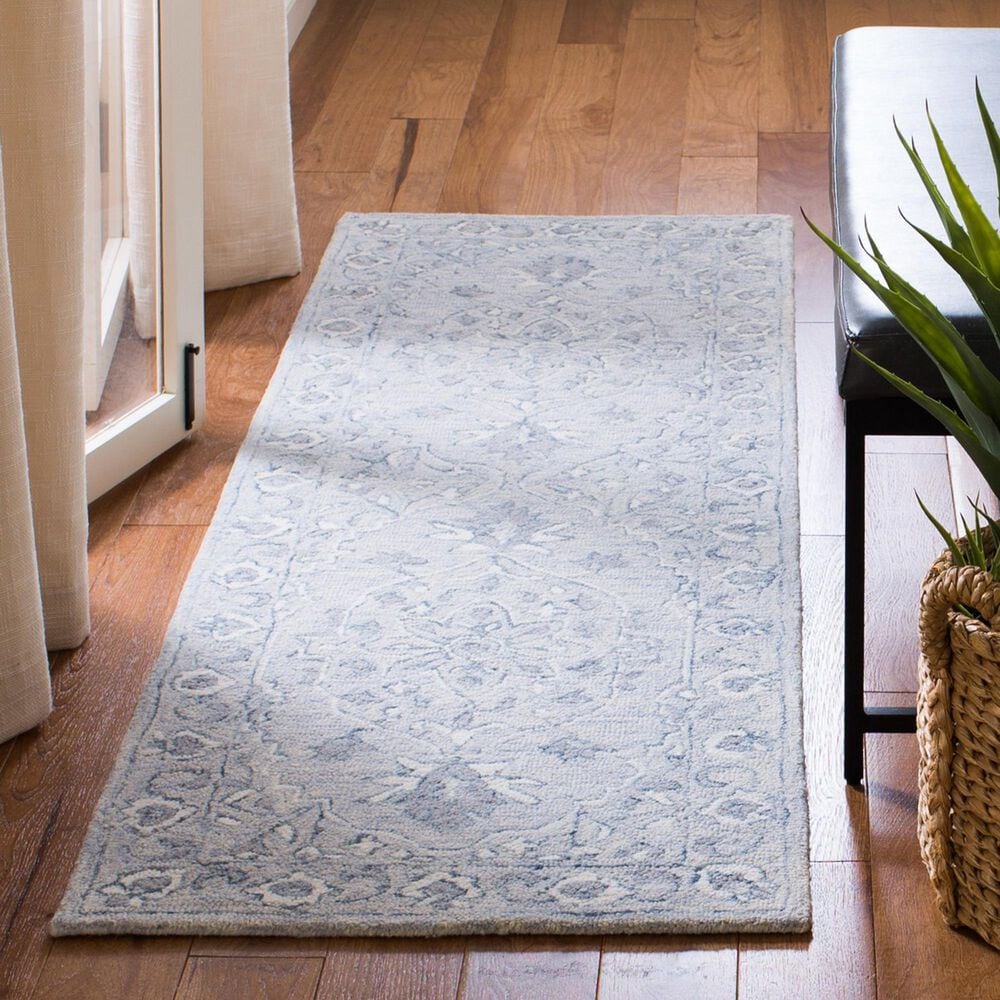 Safavieh Micro-Loop MLP504M 2&#39;3&quot; x 7&#39; Light Blue and Ivory Runner, , large