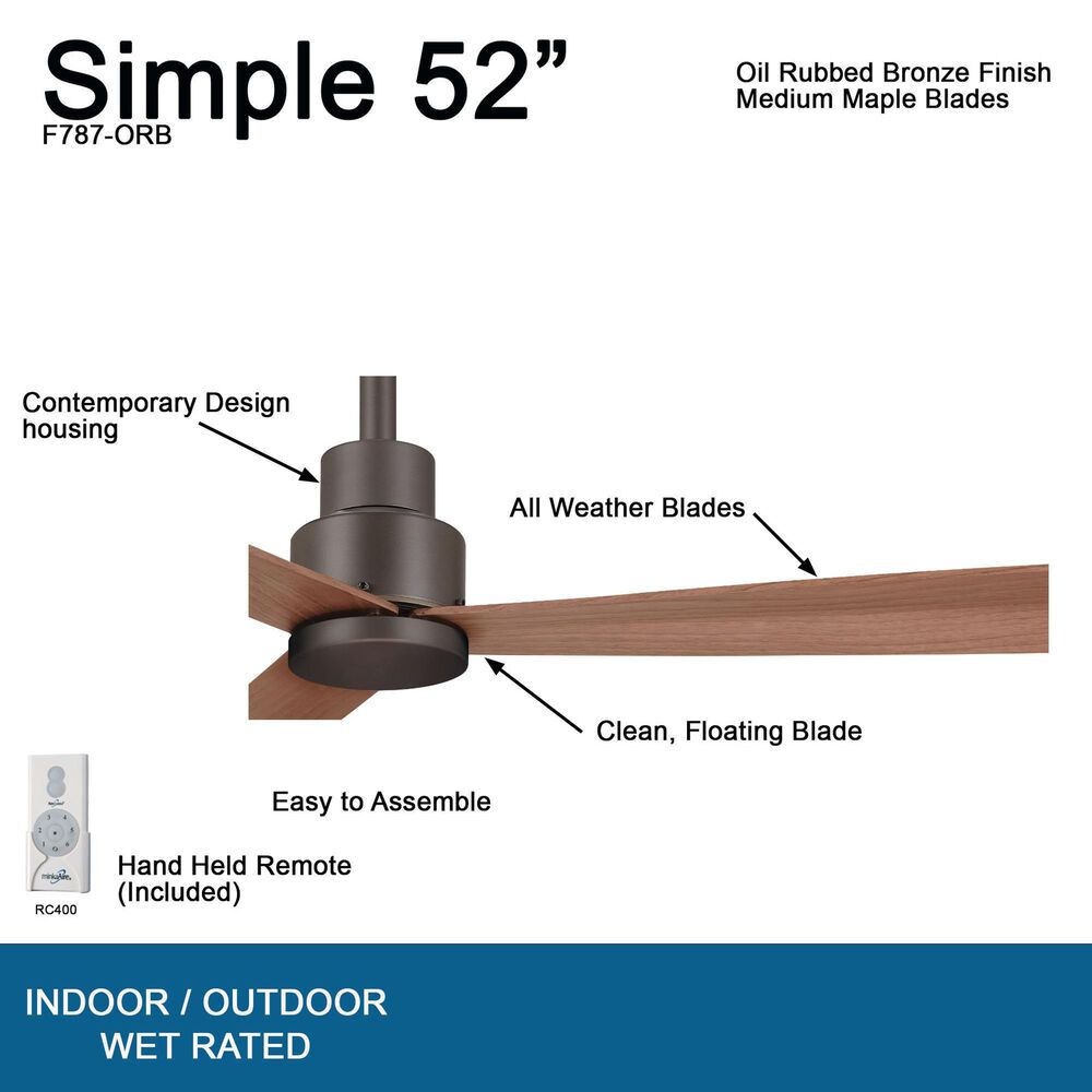 Minka-Aire Simple 52" Indoor/Outdoor Ceiling Fan in Oil Rubbed Bronze, , large