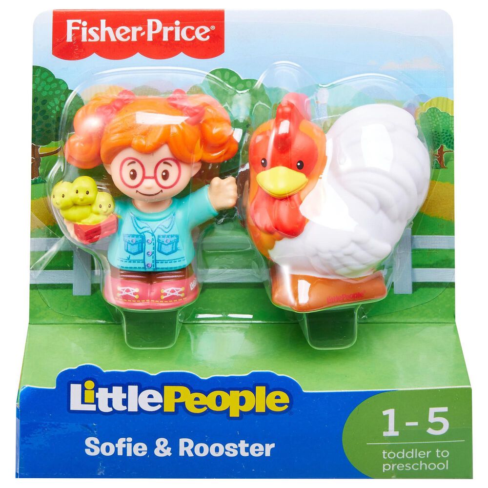 Little People Little People Sofie and Rooster Figure in White, Red, Orange, Green, Pink and Yellow, , large