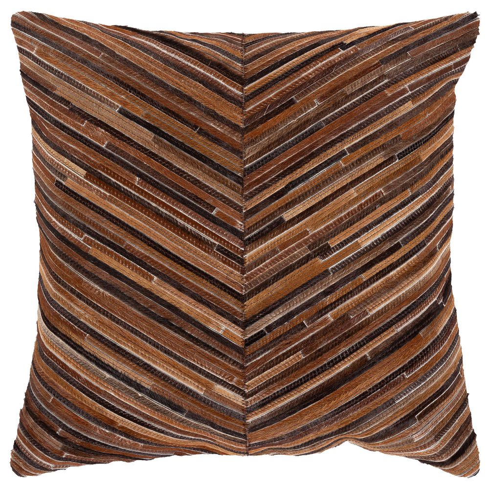 Surya Zander 20" x 20" Throw Pillow in Caramel, Brown and Black, , large