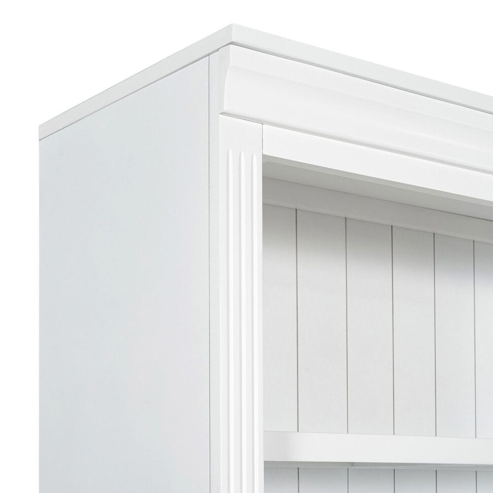 Hearth and Haven Writing Desk with Open Bookshelf and LED Lighting in White, , large