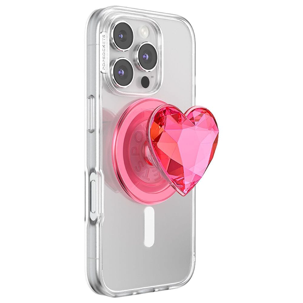 PopSockets MagSafe Circle PopGrip in Crystal Heart Neon Pink, , large