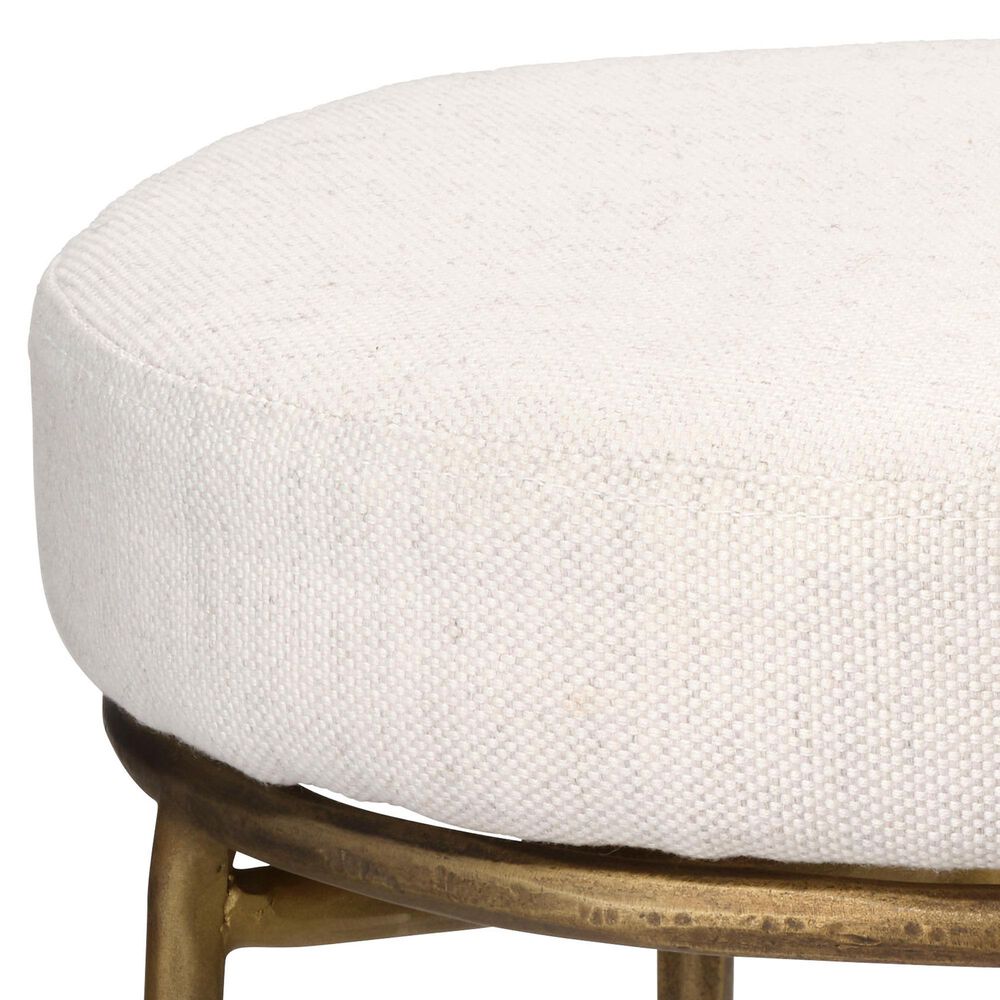 Jamie Young Ashbourne Counter Stool with Ivory Upholstery in Antique Brass, , large