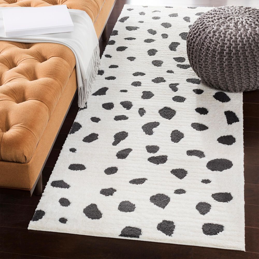 Surya Moroccan Shag MCS-2307 2&#39;7&quot; x 7&#39;3&quot; Black and White Runner, , large