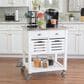 Linon Home Decor Robbin Kitchen Cart in White and Stainless Steel, , large