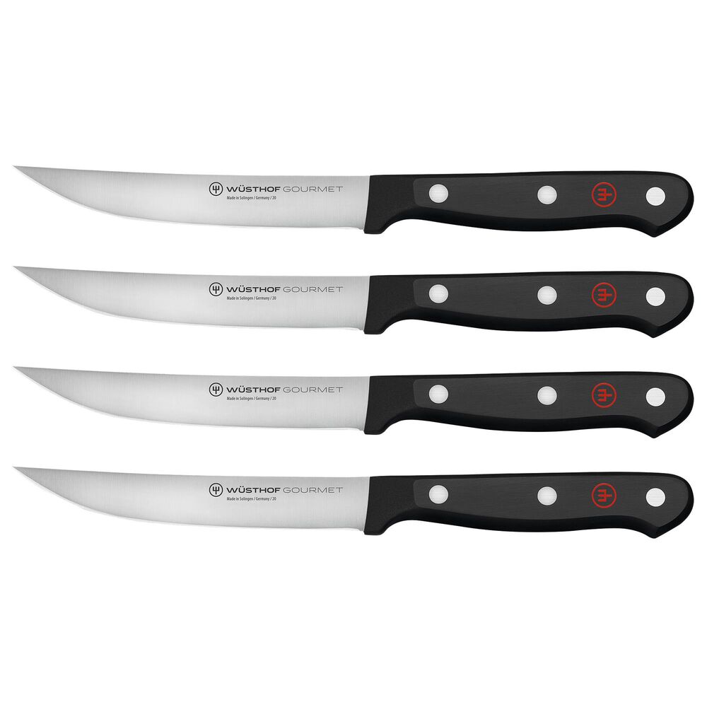 Wusthof Gourmet Steak Knife in Stainless Steel and Black (Set of 4), , large