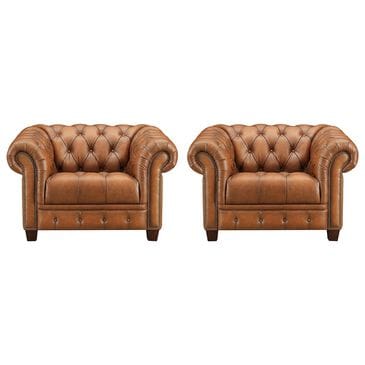Hydeline York Leather Accent Chair in Saddle (Set of 2), , large