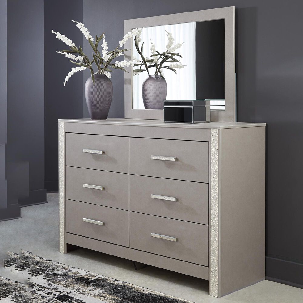 Ashley Surancha 6-Drawer Dresser and Mirror in Gray, , large