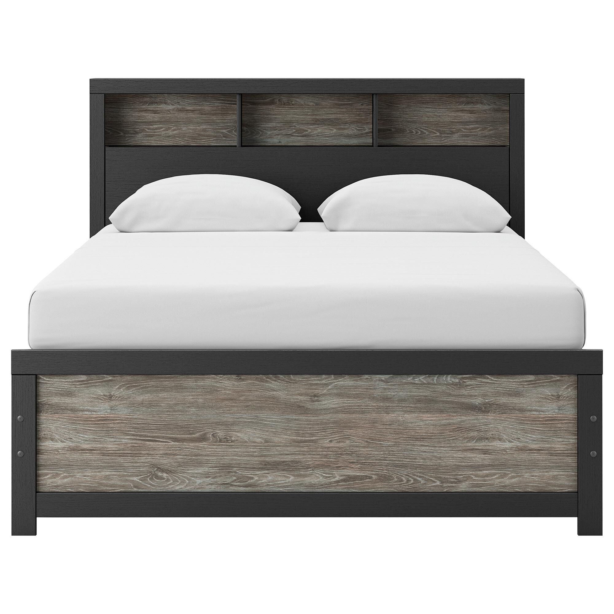 Ashley Broachmyn 4 Piece Queen Bookcase Bed Set in Black and Gray