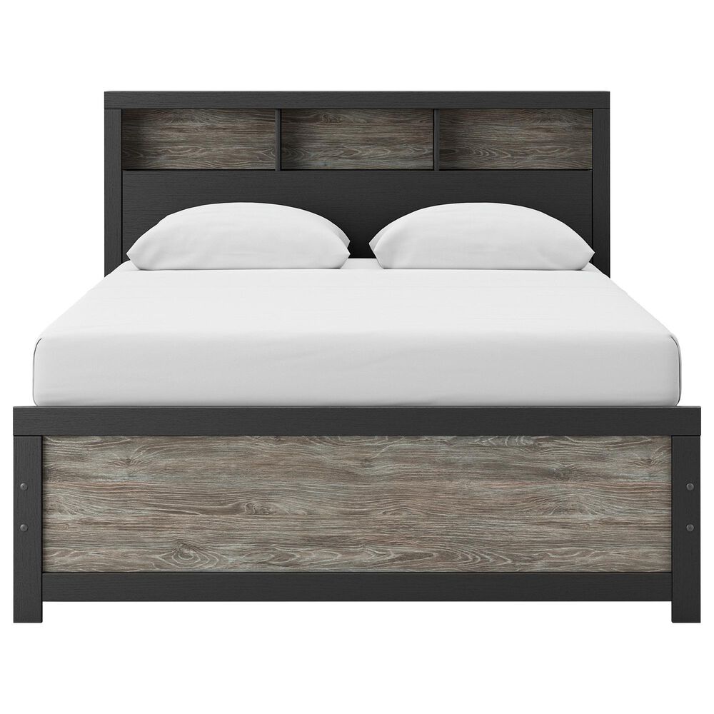 Ashley Broachmyn 4 Piece Queen Bookcase Bed Set in Black and Gray, , large
