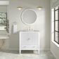 James Martin Myrrin 30" Single Bathroom Vanity in Bright White with 3 cm Victorian Silver Silestone Top and Rectangular Sink, , large