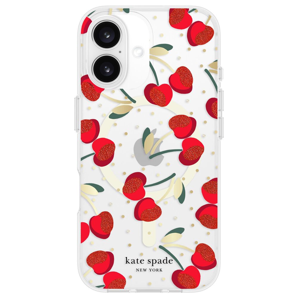Kate Spade Protective MagSafe Case for iPhone 16 in Cherry Dot, , large