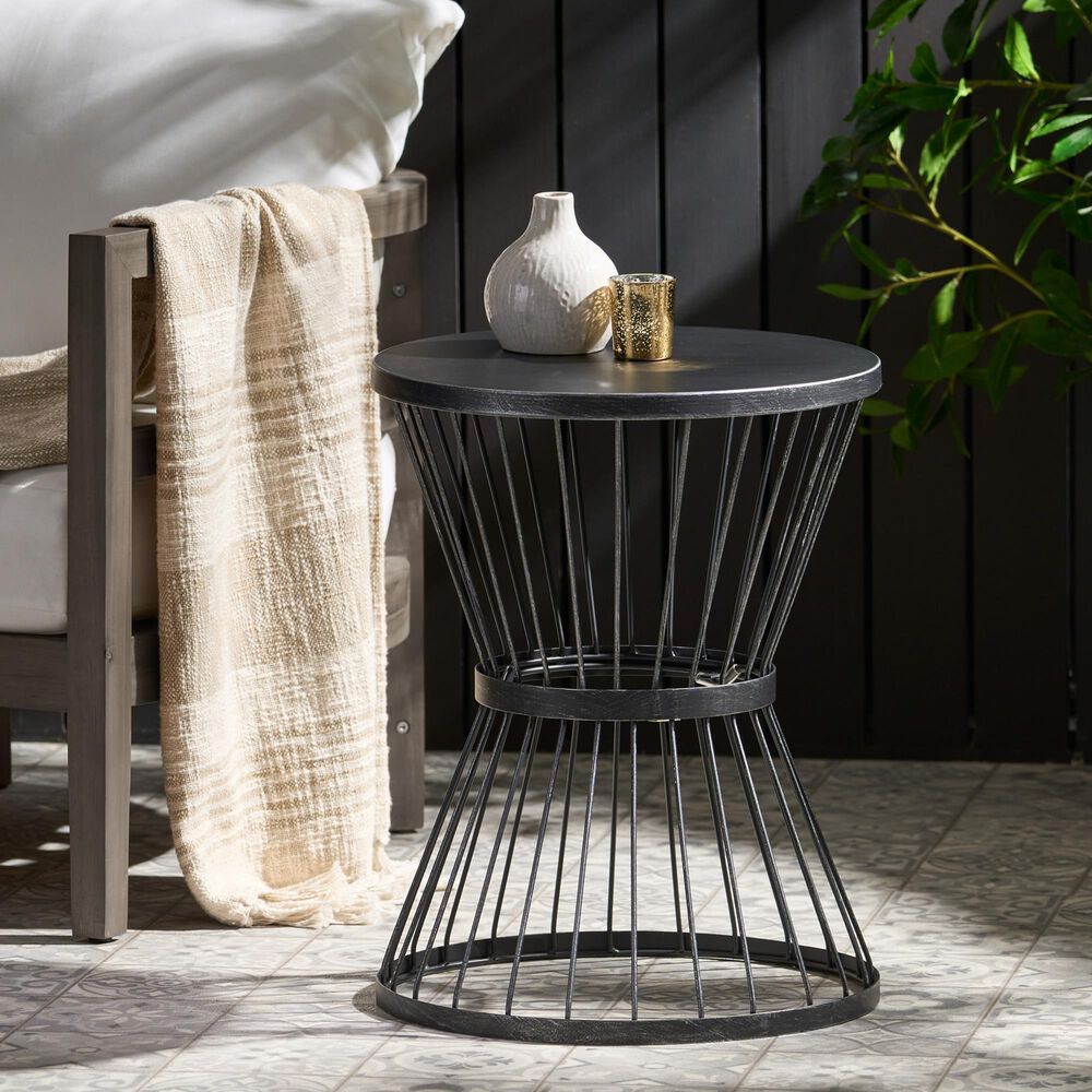 Hearth and Haven Lassen Patio Side Table in Black, , large