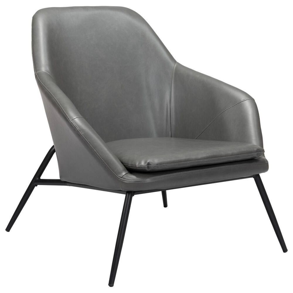 Zuo Modern Manuel Accent Chair in Gray Faux Leather, , large