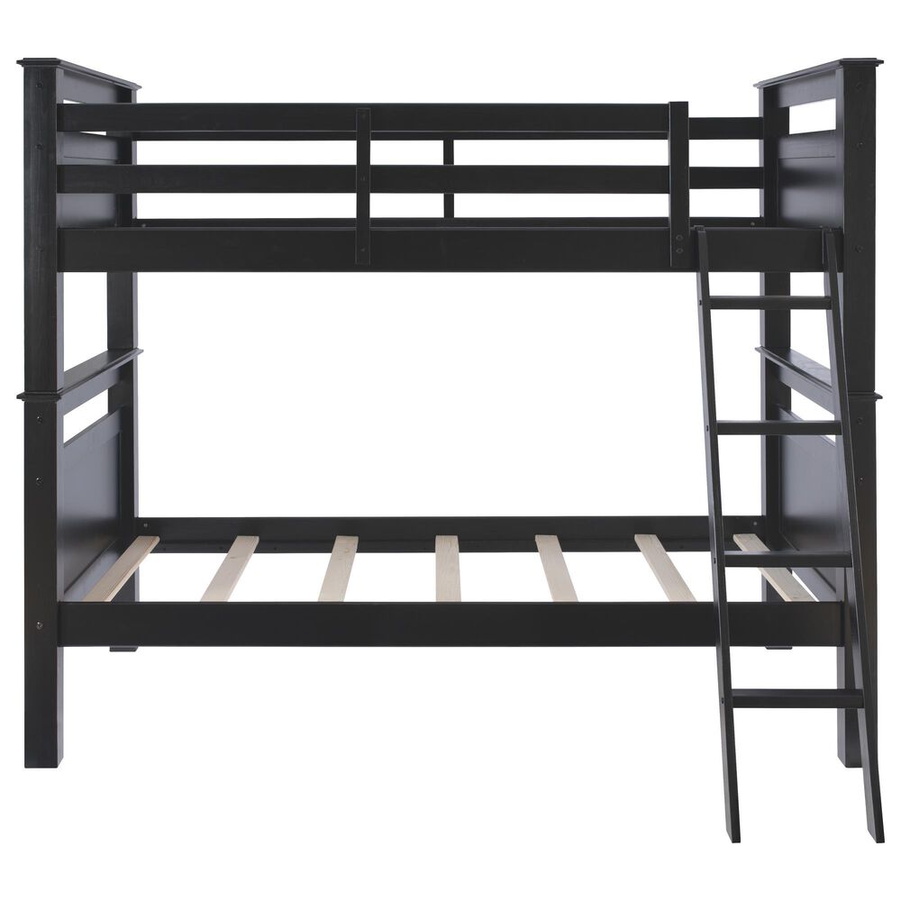 Linon Home Decor Beckett Twin Over Twin Bunk Bed in Black, , large