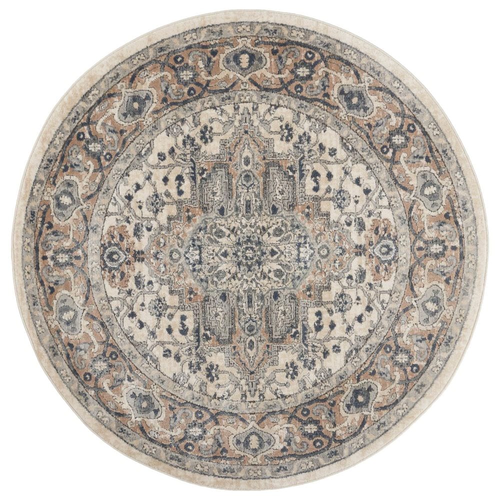 Nourison Quarry 5"3" Round Ivory and Grey Area Rug, , large