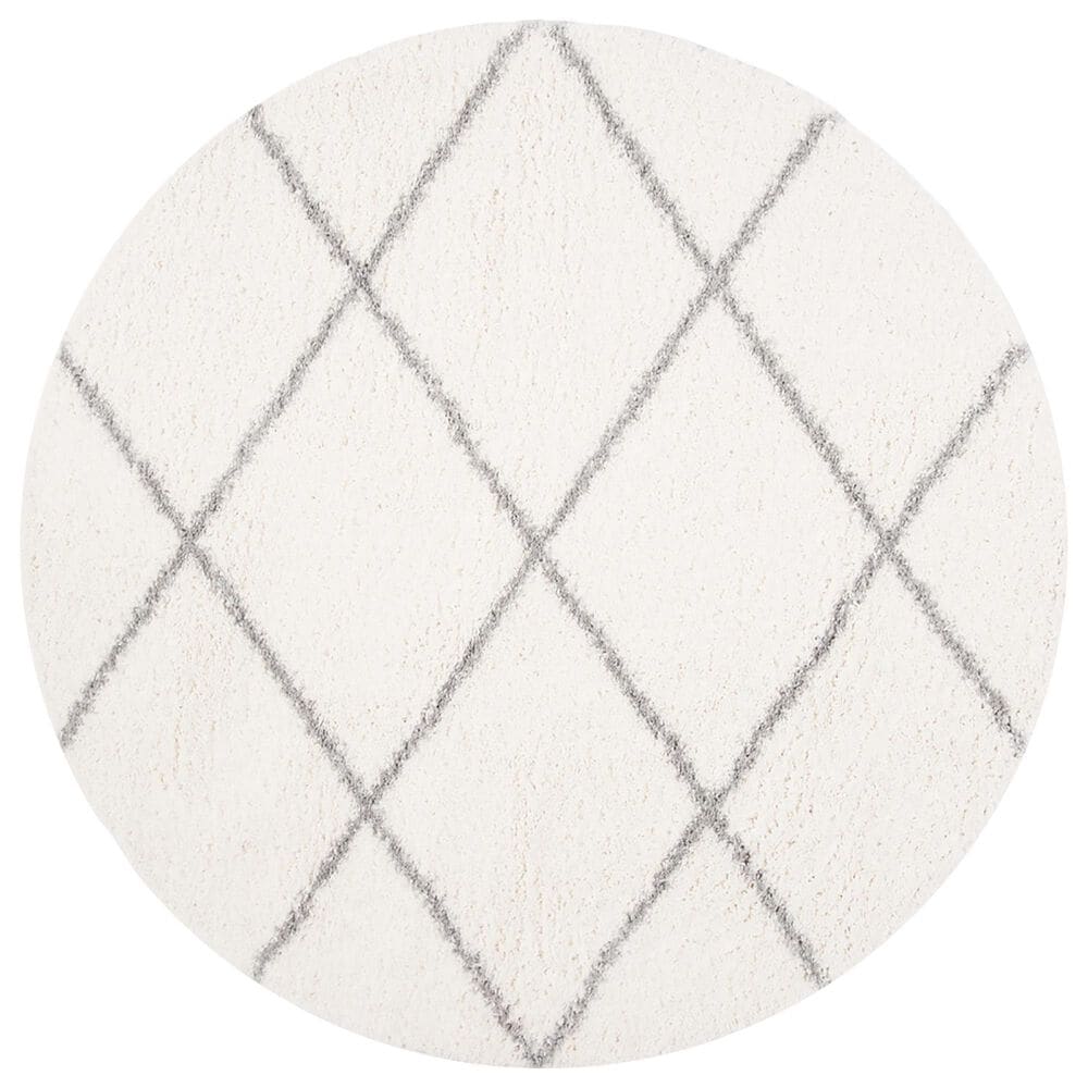 Safavieh Parma Shag PMA515A 9" Round Cream and Grey Area Rug, , large