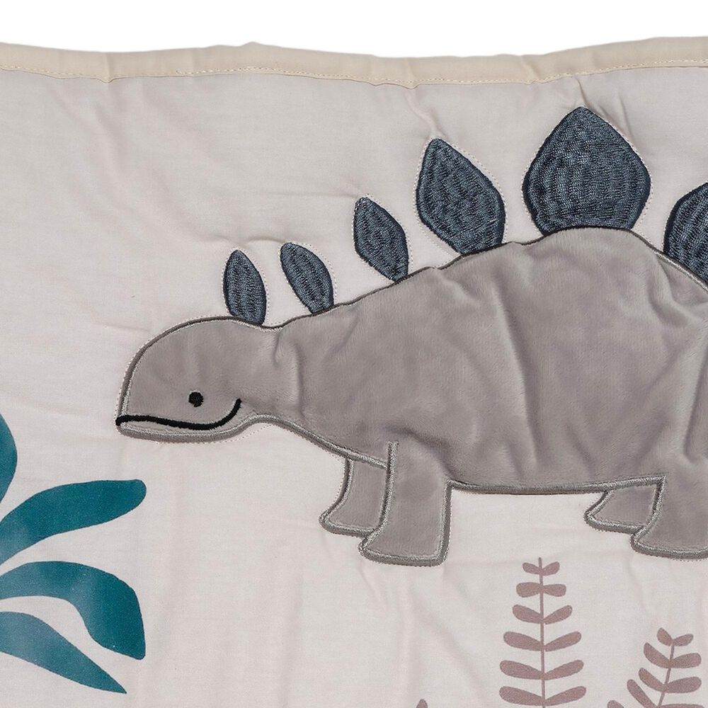 Lambs &amp; Ivy Dino-Might 3-Piece Crib Bedding Set in White, Gray and Blue, , large