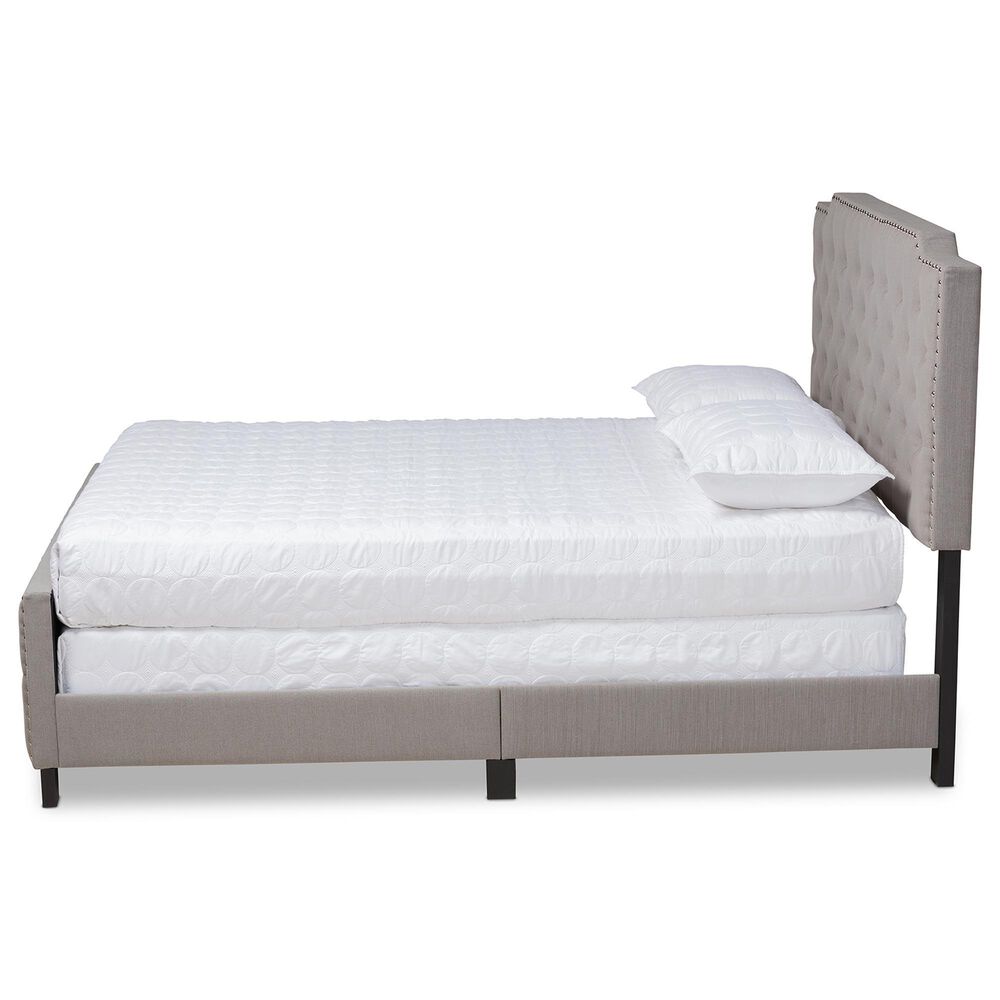 Baxton Studio Marion King Panel Bed with Grey Upholstered in Black, , large